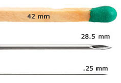 acupuncture needle size comparison